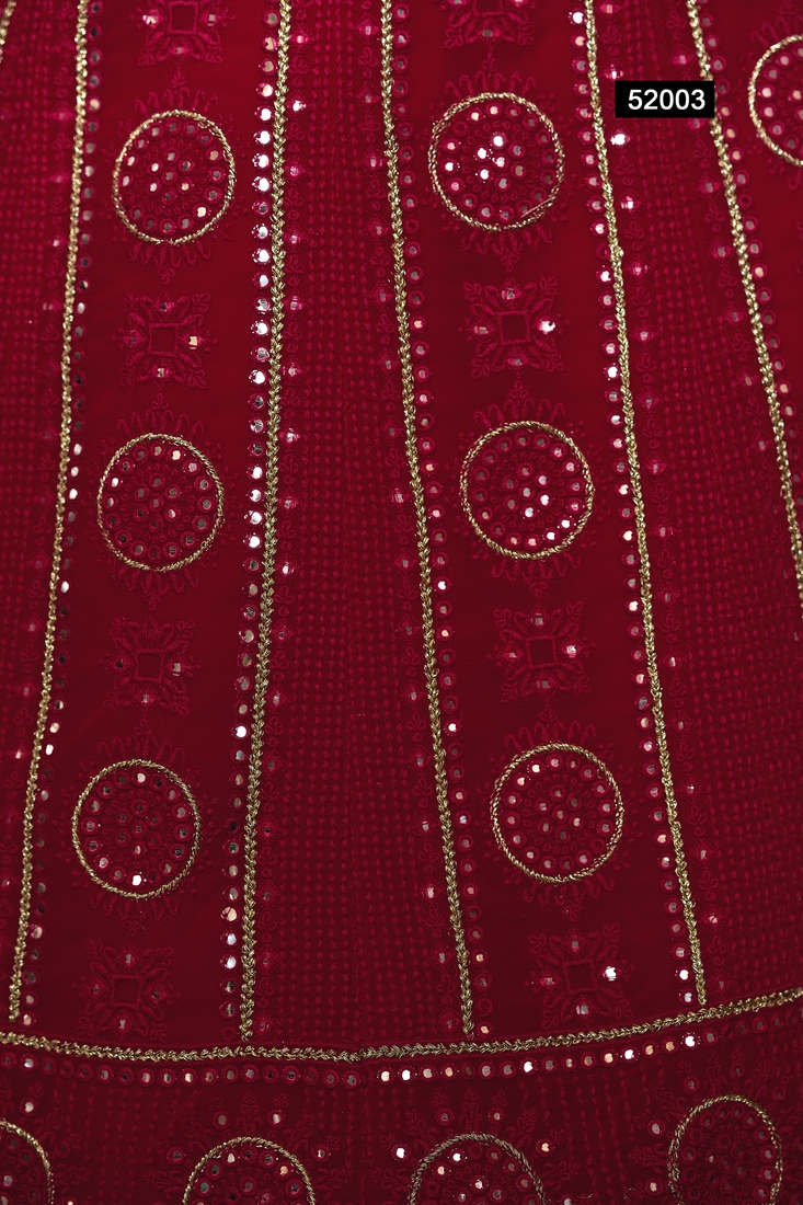 Pink Thread Embroidery Georgette Semi Stitched Lehenga Choli For Women