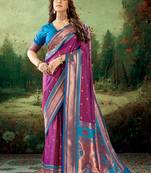 Purple woven silk saree with blouse