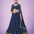 Navy-blue embroidered georgette semi stitched lehenga