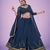 Navy-blue embroidered georgette semi stitched lehenga