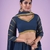 Navy-blue embroidered georgette semi stitched lehenga