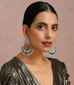 Green Silver Tone Zirconia Chandbali Earrings