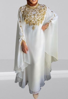 White Georgette Zari Work Kaftan for Festivals 1