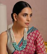 Green And White Pearls Layered Necklace