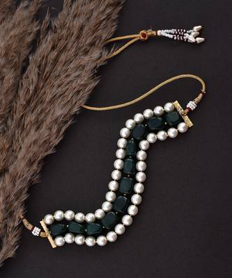 Green And White Pearls Choker Necklace 2