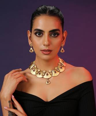 Red Gold Tone Temple Set 1