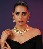 Red Gold Tone Temple Set