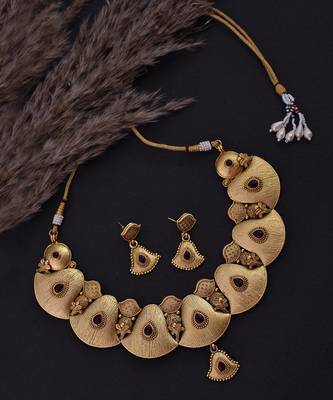 Red Gold Tone Temple Set 2