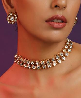 Gold Tone Kundan Choker Set 3