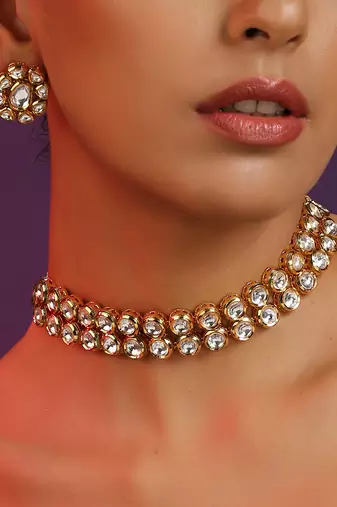 Gold Tone Kundan Choker Set