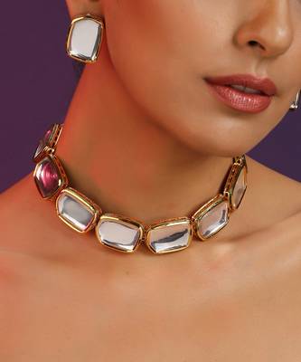 Gold Tone Kundan Choker Set 3