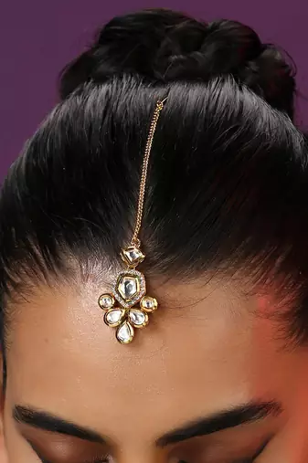 Gold Tone Kundan Maang Tikka