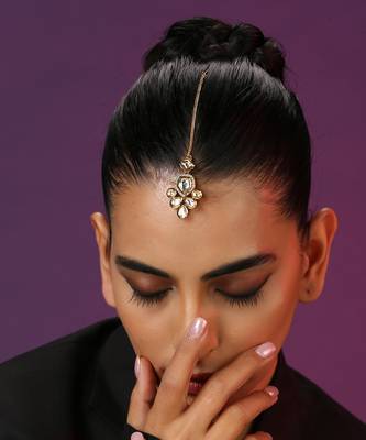 Gold Tone Kundan Maang Tikka 5