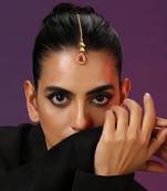 Red Gold Tone Kundan Maang Tikka