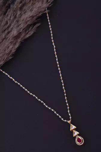 Red Gold Tone Kundan Locket