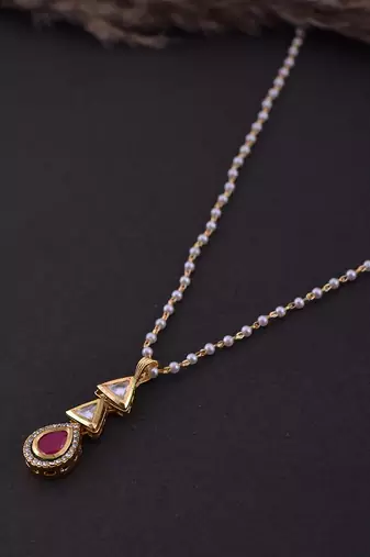 Red Gold Tone Kundan Locket