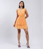 Orange Tiered Short Dress