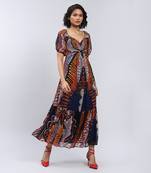LABEL Black Printed Long Dress