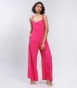 LABEL Pink Strappy Solid Jump Suit