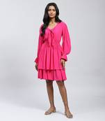 LABEL Pink Solid Short Dress