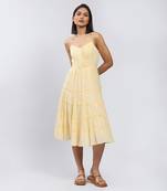 Yellow Strappy Solid Long Dress