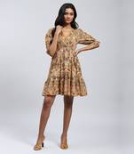 LABEL Brown Wrap Short Dress