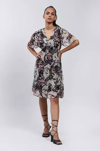 LABEL Black Printed Long Dress