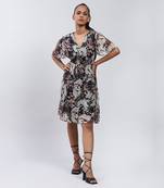 LABEL Black Printed Long Dress