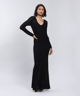 LABEL Black Pointelle Knit Dress With Inner 1