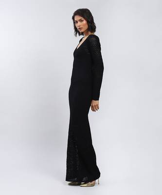 LABEL Black Pointelle Knit Dress With Inner 2