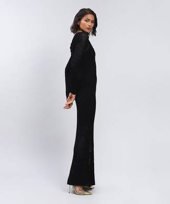 LABEL Black Pointelle Knit Dress With Inner 3