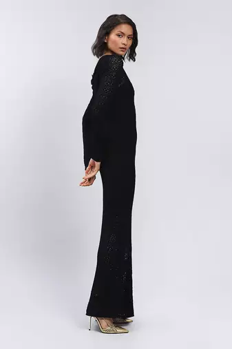 LABEL Black Pointelle Knit Dress With Inner