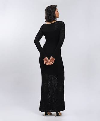 LABEL Black Pointelle Knit Dress With Inner 4