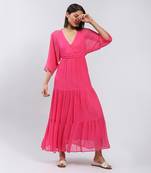 LABEL Fuchsia Pink Maxi Dress With Tiers