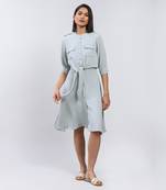 LABEL Grey Midi Dress With Knot Detail