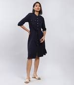 LABEL Navy Blue Midi Dress With Knot Detail