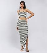 LABEL White Striped Top With Skirt Co-Ord Set
