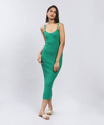 LABEL Green Strappy Bodycon Midi Dress 1