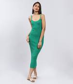LABEL Green Strappy Bodycon Midi Dress