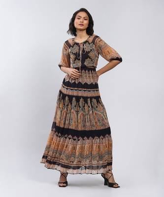 LABEL Black Printed Maxi Dress 1
