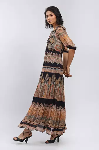 LABEL Black Printed Maxi Dress