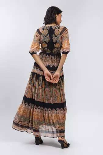 LABEL Black Printed Maxi Dress