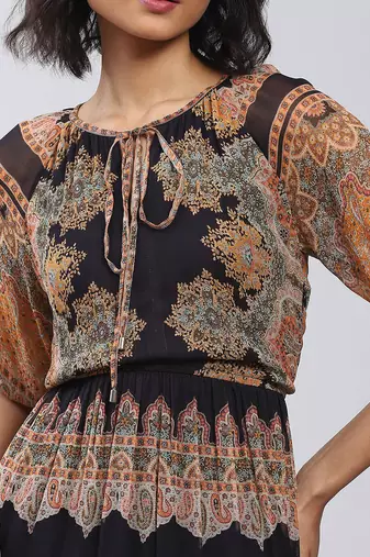 LABEL Black Printed Maxi Dress
