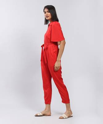 LABEL Red Plain Jumpsuit 2