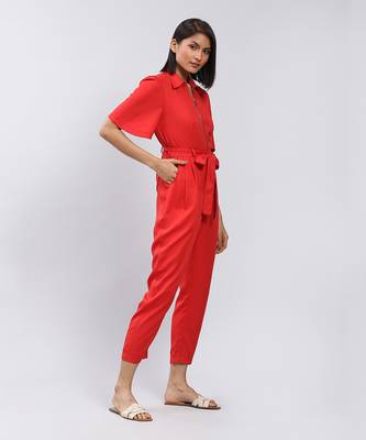 LABEL Red Plain Jumpsuit 3