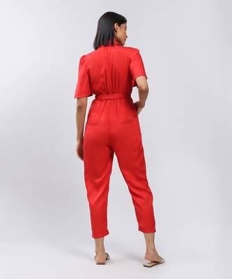 LABEL Red Plain Jumpsuit 4