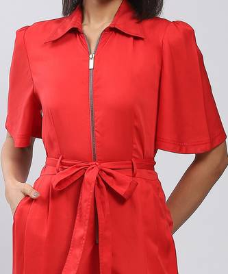 LABEL Red Plain Jumpsuit 5
