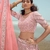 Pink embroidered georgette semi stitched lehenga