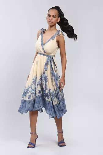 LABEL Ecru Tropical Print Midi Dress