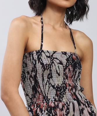 LABEL Black Botanic Print Halter Maxi Dress 5